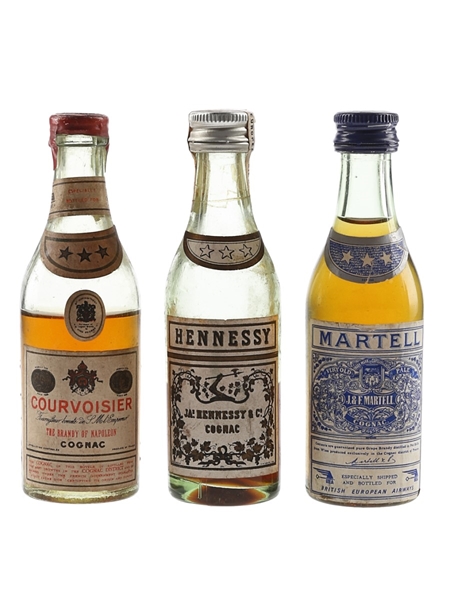 Courvoisier, Hennessy & Martell Bottled 1960s-1970s 3 x 5cl / 40%