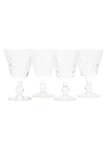 Four Cut Glass White Wine Glasses  12cm Tall