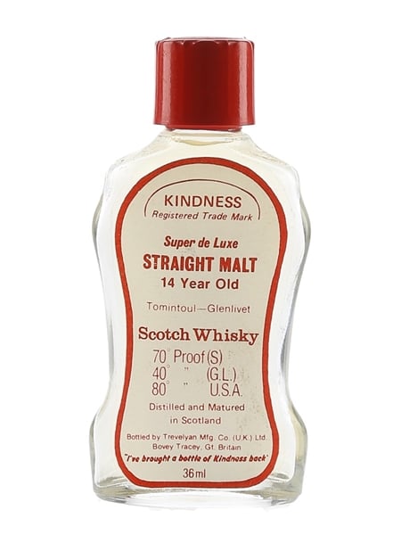 Tomintoul Glenlivet 14 Year Old Kindness Straight Malt Bottled 1970s-1980s 3.6cl / 40%