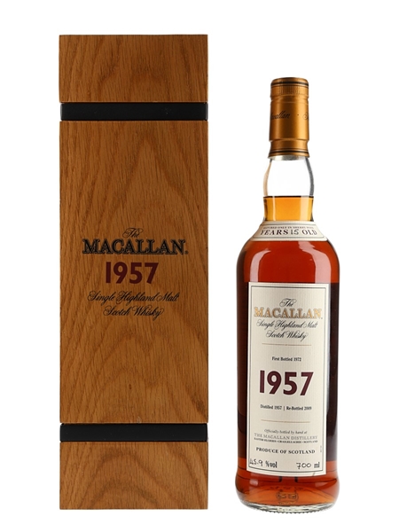 Macallan 1957 15 Year Old Fine & Rare First Bottled 1972, Re-Bottled 2009 70cl / 45.9%