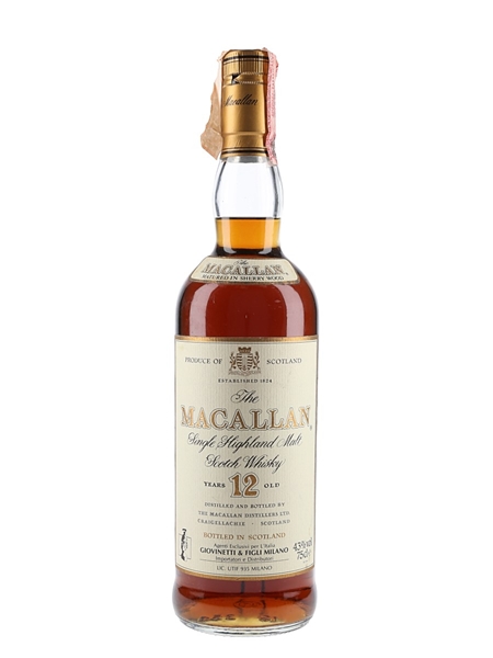 Macallan 12 Year Old Bottled 1980s-1990s - Giovinetti 75cl / 43%