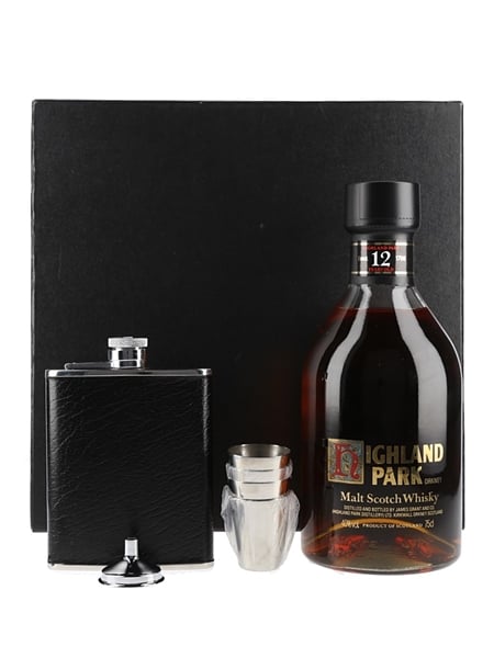 Highland Park 12 Year Old Hip Flask Set Bottled 1980s 75cl / 40%