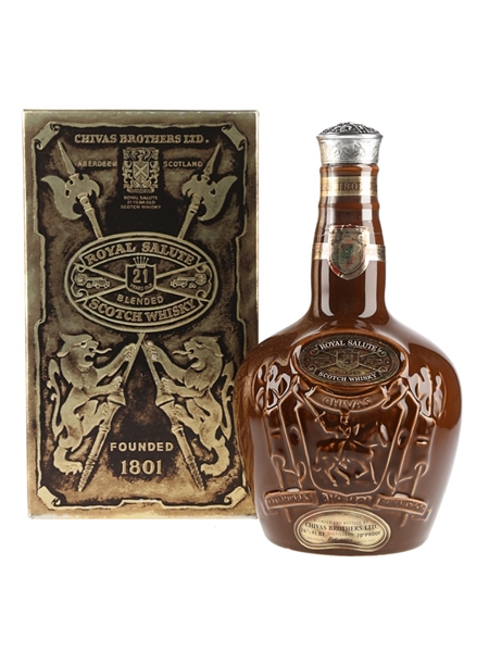 Royal Salute 21 Year Old Bottled 1970s - Brown Spode Ceramic Decanter 75.7cl / 40%