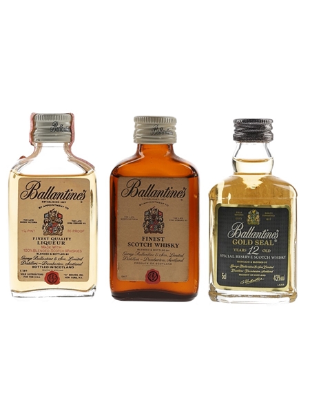 Ballantine's Finest Bottled 1950s - 1980s 3 x 4.7cl-5cl