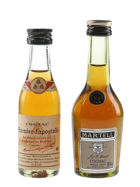 Martell 3 Star VS & Prince Hubert De Polignac Bottled 1970s-1980s 2 x 3cl-5cl / 40%