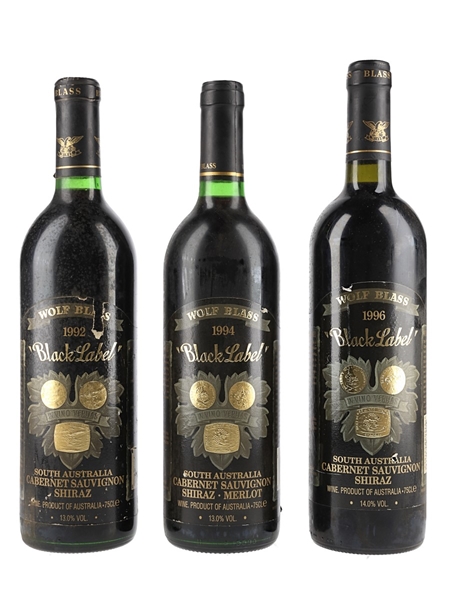 Wolf Blass Black Label Mini Vertical Cabernet Shiraz Merlot 1992, 1994 & 1996 3 x 75cl