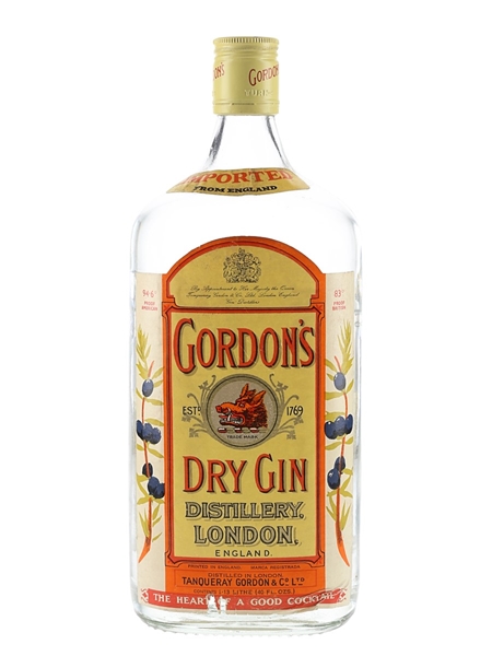 Gordon's Dry Gin Bottled 1970s - Duty Free 100cl / 47.3%