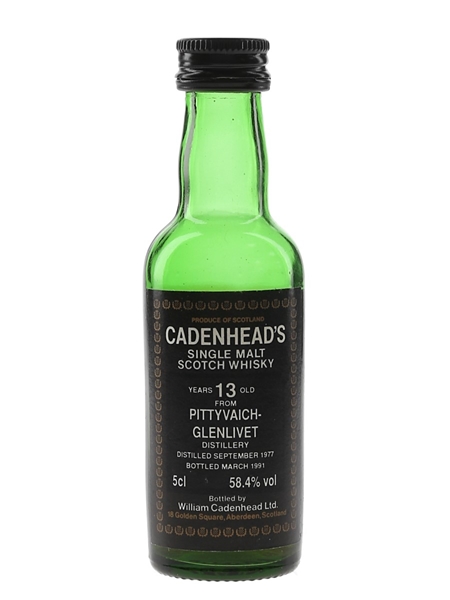 Pittyvaich 1977 13 Year Old Bottled 1991 - Cadenhead's 5cl / 58.4%