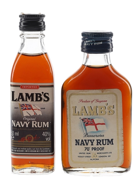 Lamb's Navy Rum Bottled 1970s & 1980s 2 x 5cl / 40%