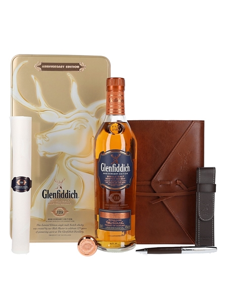 Glenfiddich 125th Anniversary Edition - Leather Notepad & Pen Bottled 2012 70cl / 43%