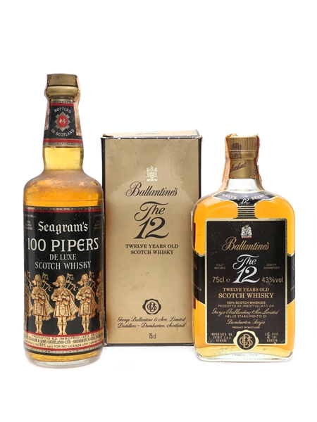 Ballantine's 12 Year Old & Seagram's 100 Pipers Bottled 1980s & 1970s 2 x 75cl