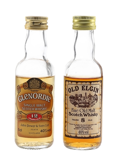 Glenordie 12 Year Old & Old Elgin 8 Year Old Bottled 1980s 2 x 5cl / 40%