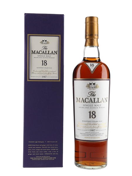 Macallan 18 Year Old Distilled 1987 and Earlier 70cl / 43%