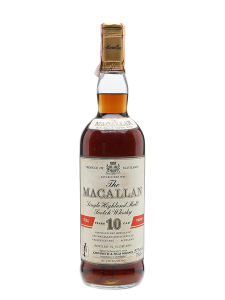 Macallan 10 Year Old Full Proof Bottled 1980s - Giovinetti 75cl / 57%