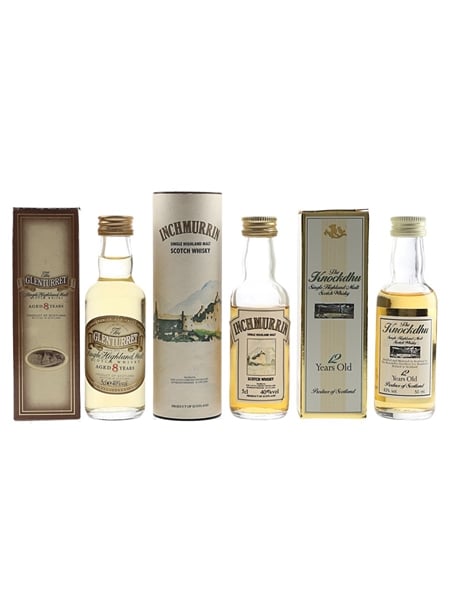 Glenturret 8 Year Old, Inchmurrin & Knockdhu 12 Year Old Bottled 1990s 3 x 5cl