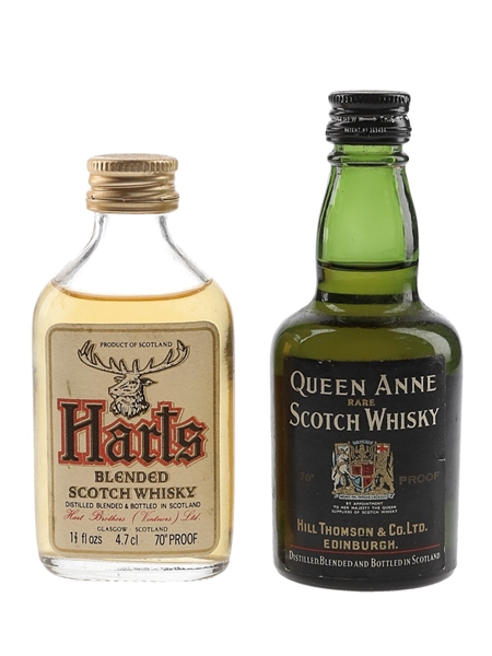 Harts & Queen Anne Bottled 1970s 2 x 4.7cl-5cl / 40%