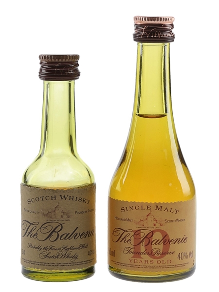 Balvenie 10 Year Old Founder's Reserve & Founder's Reserve Bottled 1980s 2 x 3cl-5cl / 40%