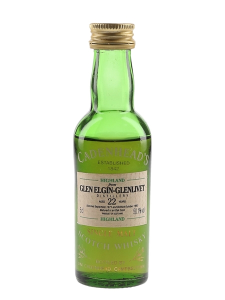 Glen Elgin Glenlivet 1971 22 Year Old Bottled 1993 - Cadenhead's 5cl / 50.1%