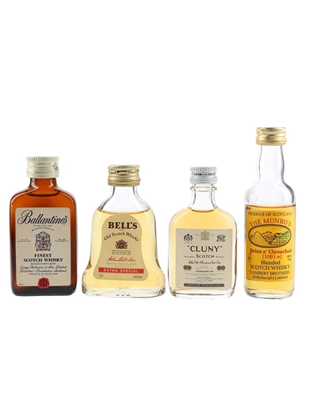 Ballantine's, Bell's Extra Special, Cluny & The Munro's Bottled 1980s-1990s 4 x 3cl-5cl