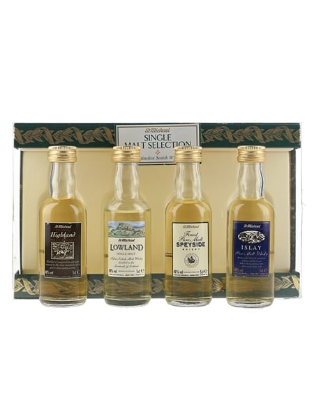 St Michael Malt Selection Bottled 1990s - Highland, Lowland, Islay & Speyside 4 x 5cl / 40%