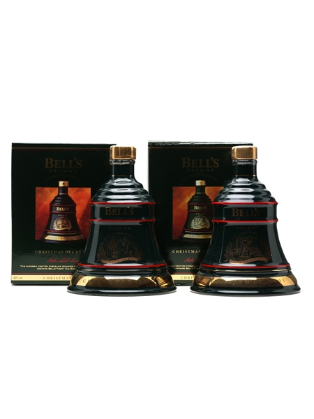 2 x Bell's Christmas Decanters 1992 & 1993 70cl 