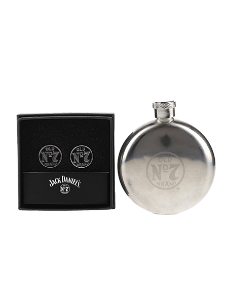 Jack Daniel's Hip Flask & Old No.7 Brand Cufflinks  