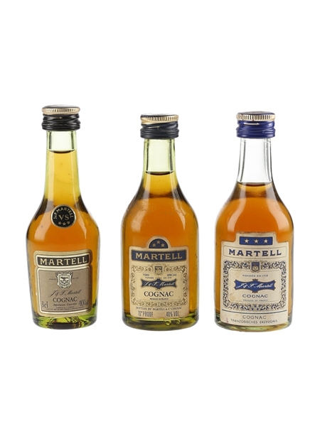 Martell VS & 3 Star Bottled 1970s-1980s 3 x 5cl / 40%