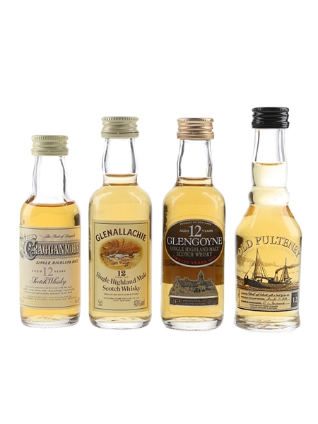 Cragganmore, Glenallachie 12 Year Old, Glengoyne 12 Year Old & Old Pulteney 12 Year Old Bottled 1980s-1990s 4 x 5cl / 40%