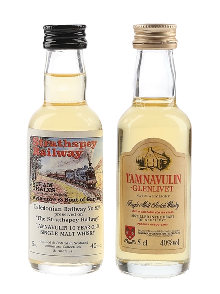 Tamnavulin Glenlivet & Strathspey Railway 10 Year Old Bottled 1980s-1990s 2 x 5cl / 40%