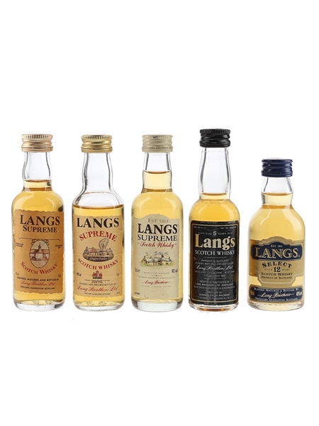 Langs Supreme, 5 & 12 Year Old Bottled 1980s & 1990s 5 x 4cl-5cl / 40%