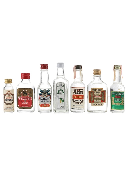 Assorted Vodka Eristoff, Huzzar, Kulov, Nemiroff, Relska & Wolfshmidt 7 x 5cl