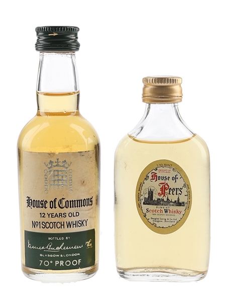 House Of Commons 12 Year Old & House Of Peers Bottled 1970s 2 x 4.7cl-5cl