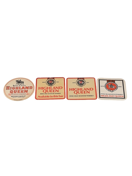 Highland Queen Scotch Whisky Coasters  4 x 9.5cm x 9.5cm