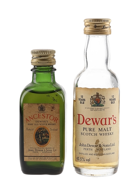 Ancestor & Dewar's 12 Year Old Bottled 1960s-1970s 2 x 5cl