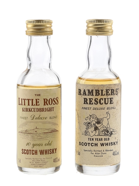 Little Ross 10 Year Old & Ramblers Rescue 10 Year Old Bottled 1980s 2 x 5cl / 40%