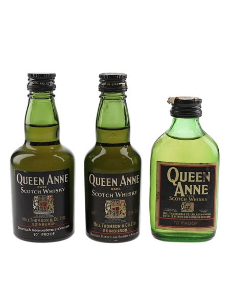 Queen Anne Rare Bottled 1960s-1970s 3 x 3.8cl-5cl