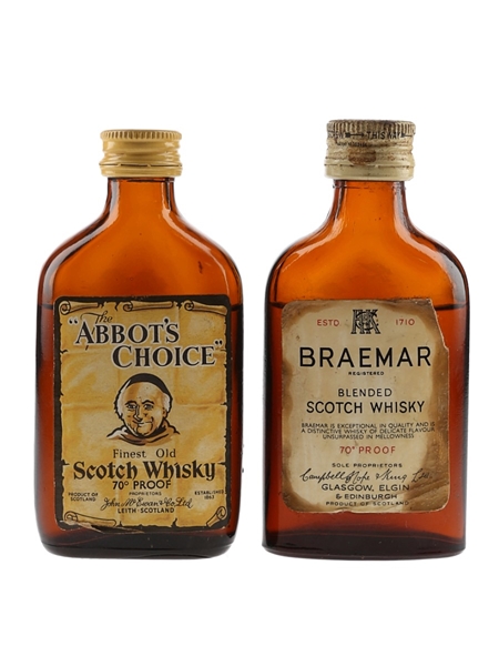 Abbot's Choice & Braemar Bottled 1960s-1970s 2 x 5cl / 40%