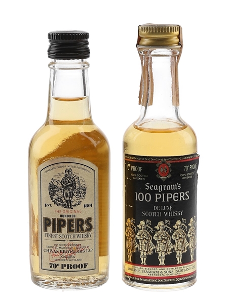 Seagram's & Chivas 100 Pipers Bottled 1970s 2 x 5cl / 40%