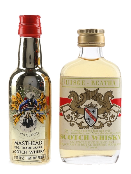 Masthead Macleod & Uisge Beatha Bottled 1960s-1970s 2 x 5cl / 40%