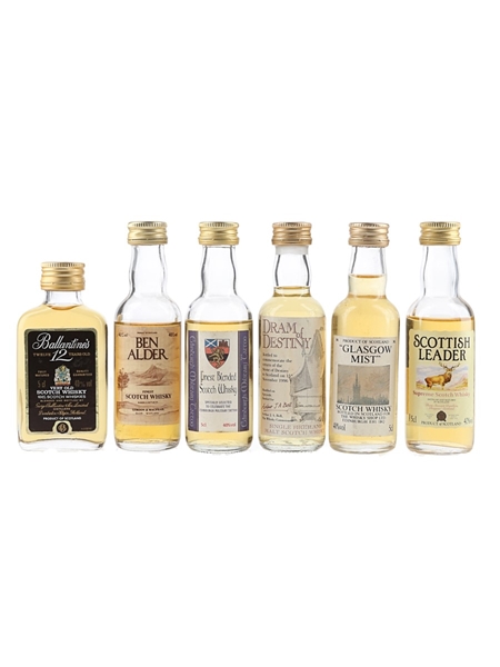 Ballantine's 12 Year Old, Ben Alder, Dram Of Destiny, Edinburgh Military Tattoo, Glasgow Mist & Scottish Leader  6 x 5cl / 40%