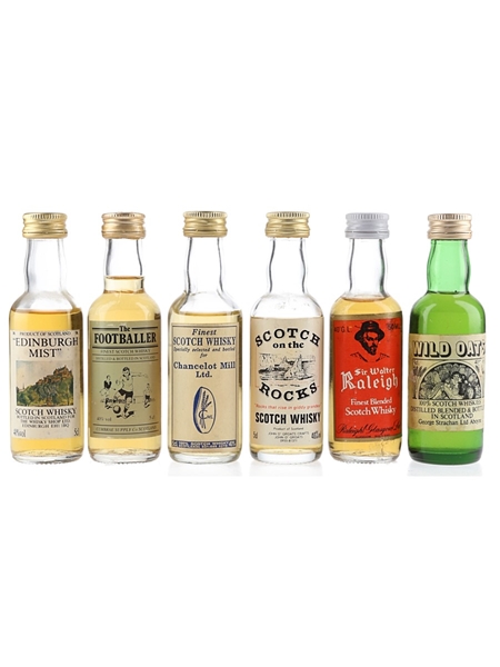 Chancelot Mill, Edinburgh Mist, The Footballer, John O' Groats, Sir Walter Raleigh & Wild Oats Bottled 1970s-1980s 6 x 5cl / 40%