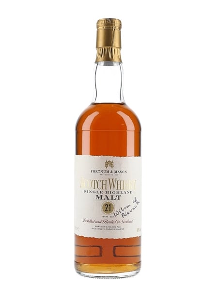 Fortnum & Mason 21 Year Old Highland Single Malt Bottled 1980s - Signed By Harold Wilson 75cl / 40%
