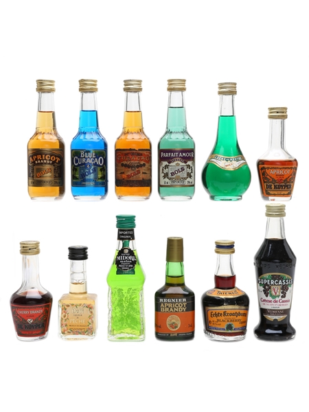 Assorted Fruit Liqueur Miniatures Midori, Bols, De Kuyper 11 x 3cl - 5cl