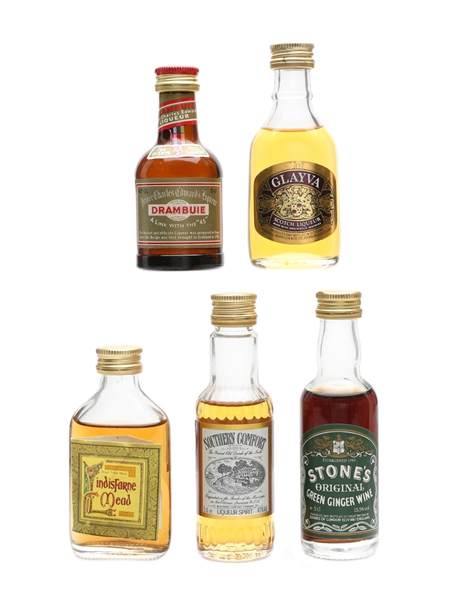 Assorted Liqueur Miniatures Southern Comfort, Drambuie, Glayva 5 x 5cl