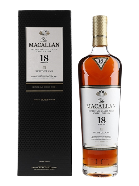 Macallan 18 Year Old Sherry Oak Annual 2022 Release 70cl / 43%