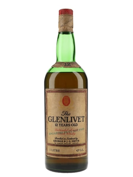 Glenlivet 12 Year Old Bottled 1970s - Singapore Duty Free 100cl / 43%