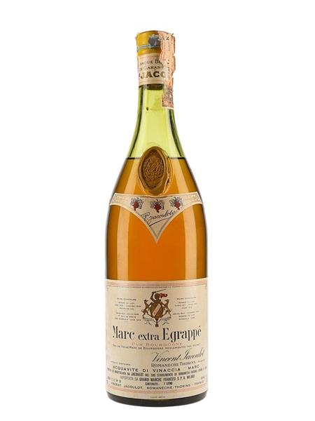 Jacoulot Marc De Bourgogne Extra Egrappe Bottled 1960s-1970s - Grandi Marche Francesi 100cl / 45%
