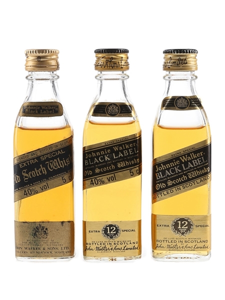 Johnnie Walker Black Label Bottled 1980s 3 x 5cl / 40