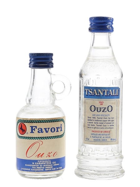 Favori & Tsantali Ouzo Bottled 1980s 2 x 5cl