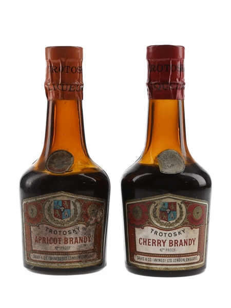 Trotosky Apricot & Cherry Brandy Bottled 1950s-1960s 2 x 5cl / 24%